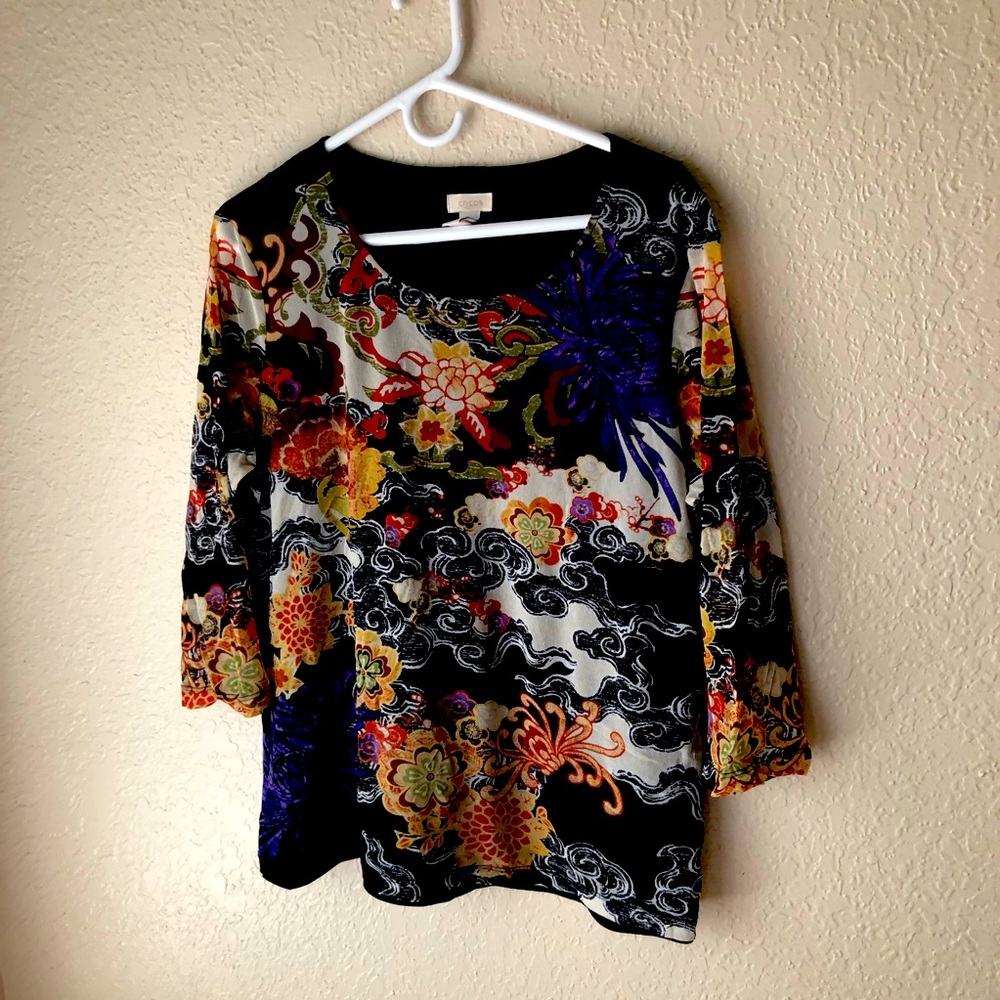 Chico’s 3/4 length sleeve multicolored top